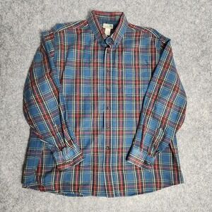 LL Bean Traditional Fit Flannel Shirt Men XL Multicolor Scotch Plaid Button Down